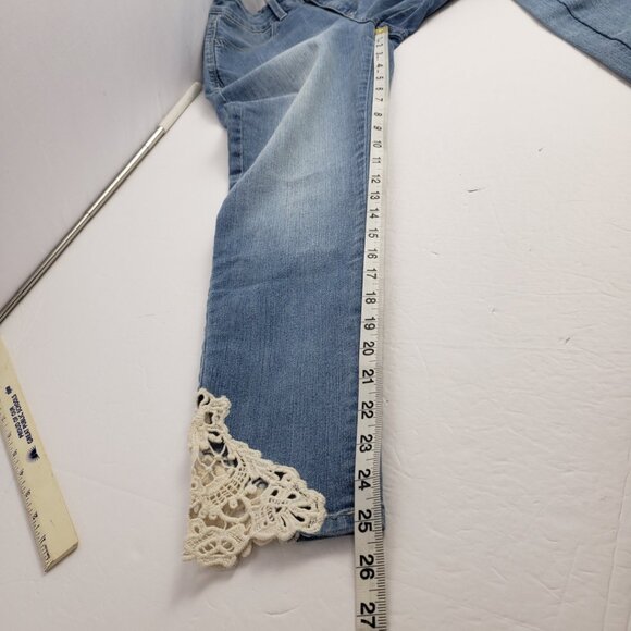 NYDJ 2P Lift Tuck Crochet Hem All Over Stretch Womens Doilie Ankle Jeans Pants - Picture 14 of 16